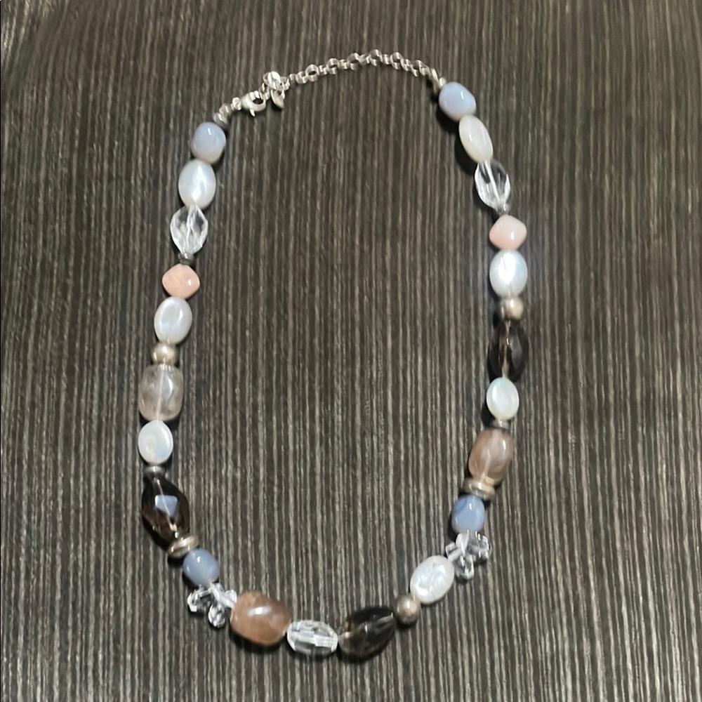 925 Sterling GEMSTONE NECKLACE real solid Silver Fine Jewelry Vintage gemstones
